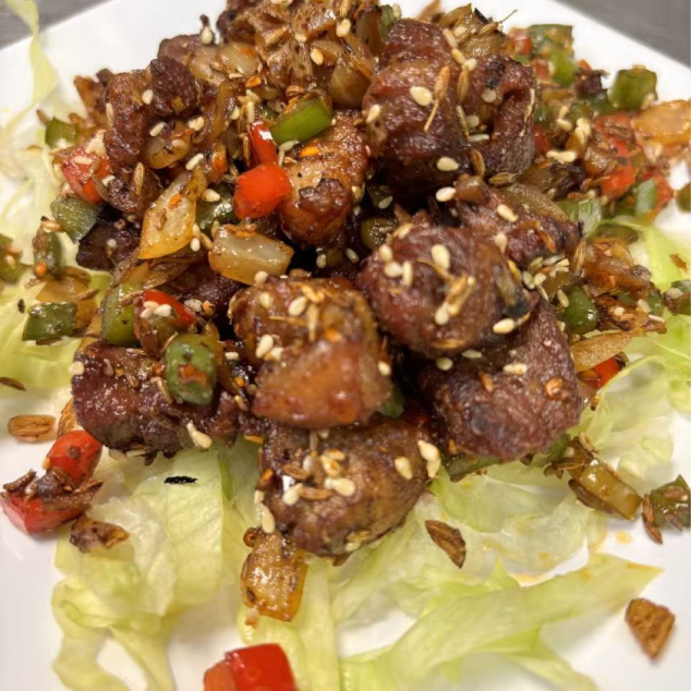 孜然羊肉(小) lamsvlees met komijnzaad 